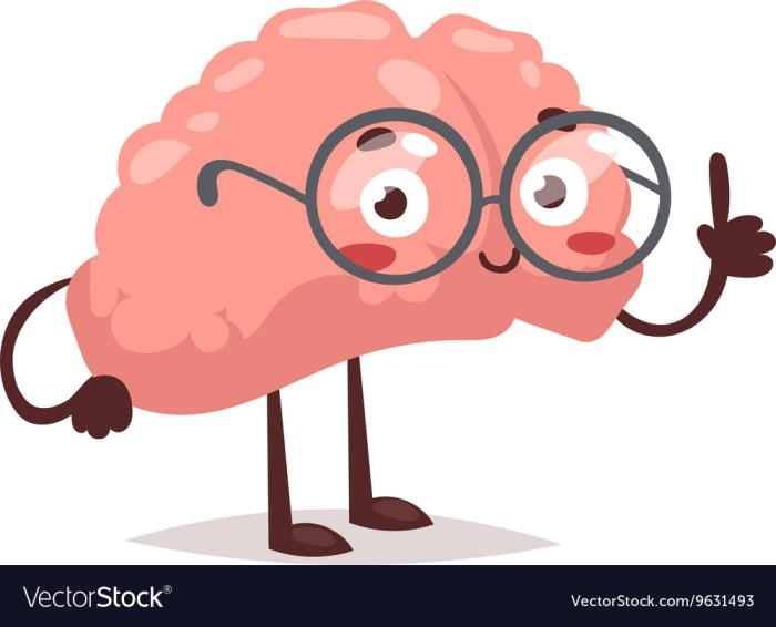 Smart brain character Royalty Free Vector Image